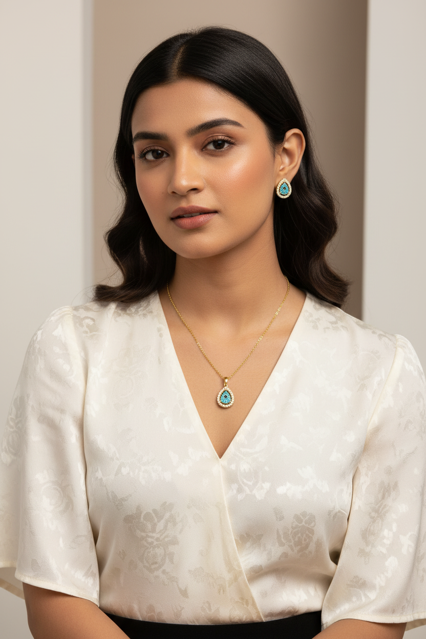 Turquoise Teardrop "Evil Eye" Set