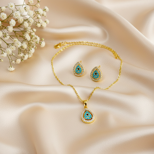 Turquoise Teardrop "Evil Eye" Set