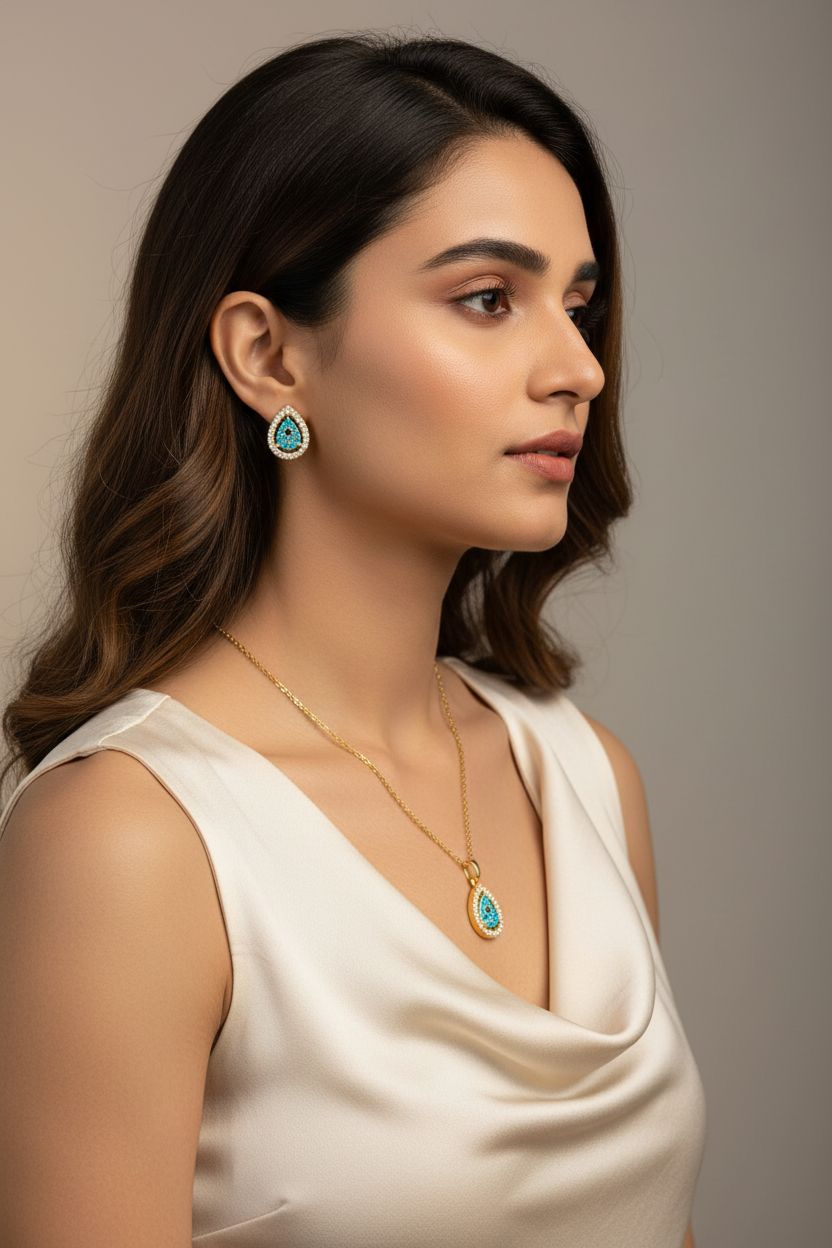 Turquoise Teardrop "Evil Eye" Set