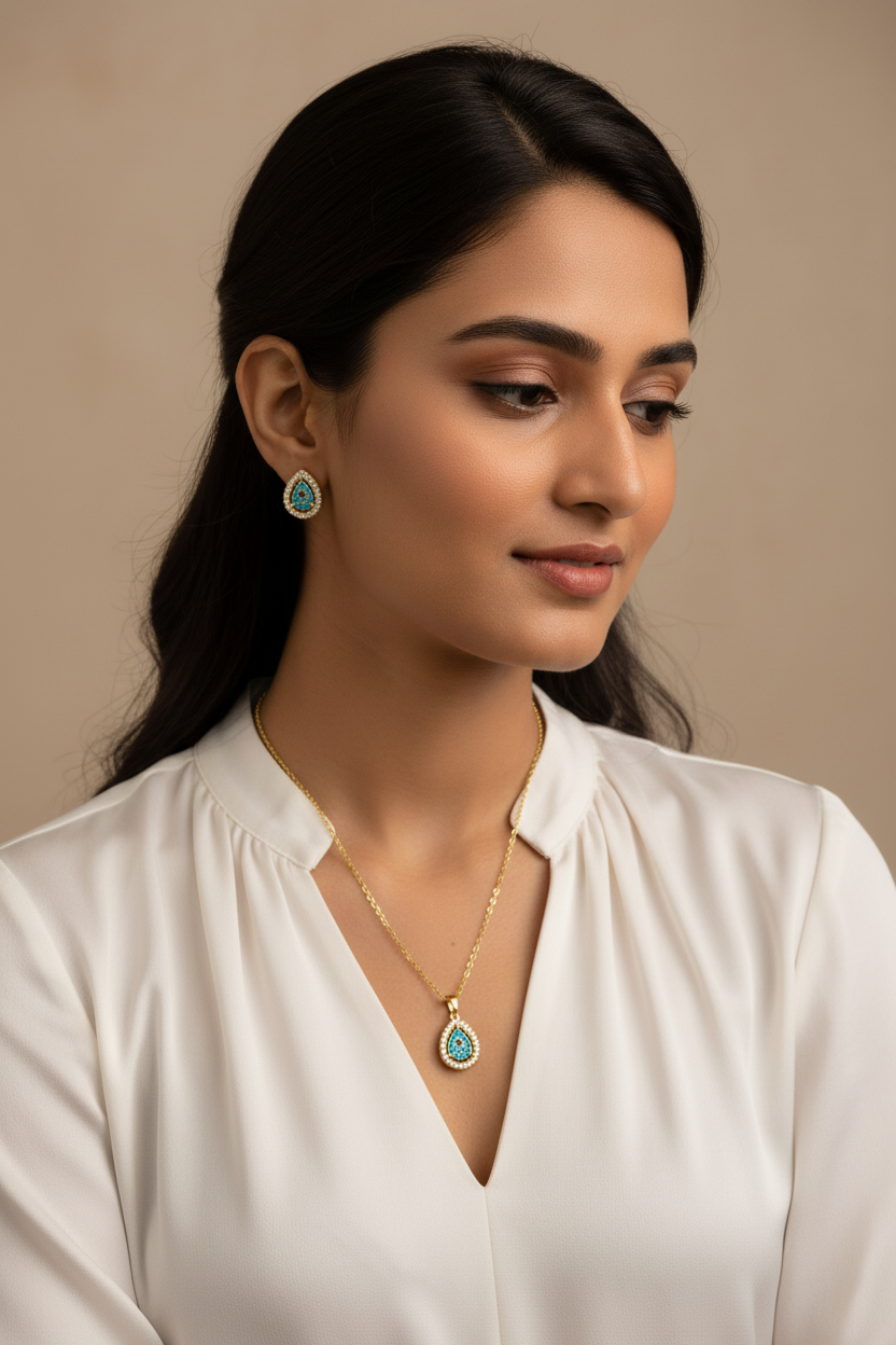 Turquoise Teardrop "Evil Eye" Set