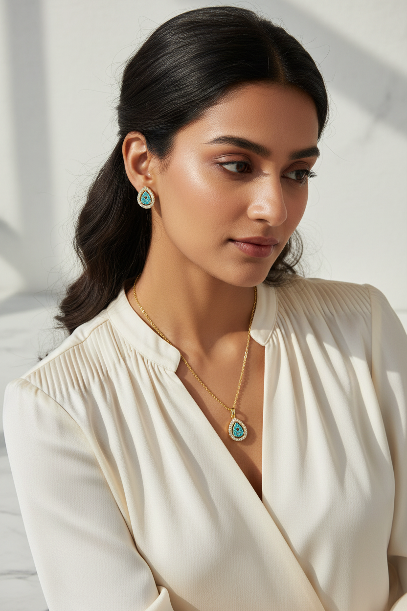 Turquoise Teardrop "Evil Eye" Set