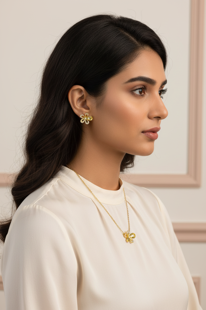 Yellow Floral Crystal Set