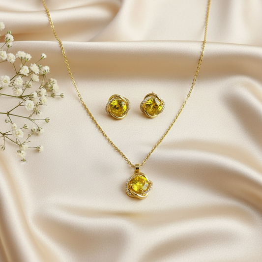 Citrine Yellow Crystal Jewelry Set