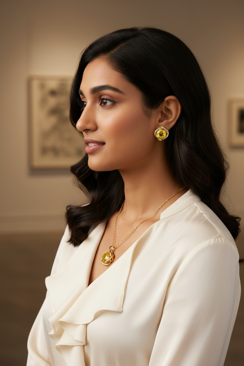 Citrine Yellow Crystal Jewelry Set